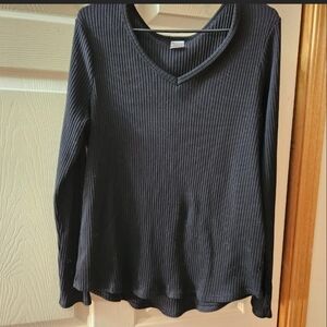 Black Ribbed Long Sleeve Top